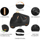 Darrahopens Auto Accessories > Auto Accessories Others > Automotive Decor Heavy Duty 210D Waterproof Motorcycle Cover - All Season Outdoor Protection with Lock Holes & Windproof Buckles(Size: L)