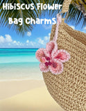 Darrahopens Auto Accessories > Auto Accessories Others > Automotive Decor Hibiscus Car Ornaments, Crochet Hawaiian Tropical Flower Bag Charms Decoration Car Mirror Beach Accessories (Pink)