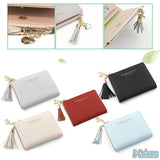 Darrahopens Auto Accessories > Auto Accessories Others > Automotive Decor Ladies Short Wallet Small Leather Purse Folding Card Holder Coin Pocket Tassel Design - Red