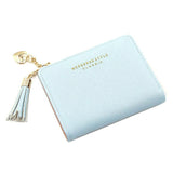 Darrahopens Auto Accessories > Auto Accessories Others > Automotive Decor Ladies Short Wallet Small Leather Purse Folding Card Holder Coin Pocket Tassel Design - Red