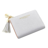 Darrahopens Auto Accessories > Auto Accessories Others > Automotive Decor Ladies Short Wallet Small Leather Purse Folding Card Holder Coin Pocket Tassel Design - Red