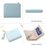 Darrahopens Auto Accessories > Auto Accessories Others > Automotive Decor Ladies Short Wallet Small Leather Purse Folding Card Holder Coin Pocket Tassel Design - Red