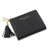 Darrahopens Auto Accessories > Auto Accessories Others > Automotive Decor Ladies Short Wallet Small Leather Purse Folding Card Holder Coin Pocket Tassel Design - Red