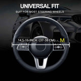 Leather Car Steering Wheel Cover, Non-Slip Car Wheel Cover Protector Breathable Microfiber Leather Universal Fit for Most Cars(Beige)