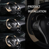 Darrahopens Auto Accessories > Auto Accessories Others > Automotive Decor Leather Car Steering Wheel Cover, Non-Slip Car Wheel Cover Protector Breathable Microfiber Leather Universal Fit for Most Cars(Beige)
