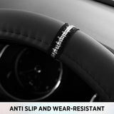 Darrahopens Auto Accessories > Auto Accessories Others > Automotive Decor Leopard Steering Wheel Cover for Women, Cute Anti-Slip Microfiber Leather, Fits D Shape Flat Bottom Steering Wheel 14.5-15 Inch - Black
