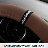 Darrahopens Auto Accessories > Auto Accessories Others > Automotive Decor Leopard Steering Wheel Cover for Women, Cute Anti-Slip Microfiber Leather, Fits D Shape Flat Bottom Steering Wheel 14.5-15 Inch - Brown