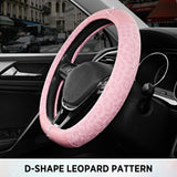 Darrahopens Auto Accessories > Auto Accessories Others > Automotive Decor Leopard Steering Wheel Cover for Women, Cute Anti-Slip Microfiber Leather, Fits D Shape Flat Bottom Steering Wheel 14.5-15 Inch - Pink and Pink Leapoard