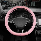 Leopard Steering Wheel Cover for Women, Cute Anti-Slip Microfiber Leather, Fits D Shape Flat Bottom Steering Wheel 14.5-15 Inch - Pink and Pink Leapoard