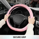 Darrahopens Auto Accessories > Auto Accessories Others > Automotive Decor Leopard Steering Wheel Cover for Women, Cute Anti-Slip Microfiber Leather, Fits D Shape Flat Bottom Steering Wheel 14.5-15 Inch - Pink and Pink Leapoard
