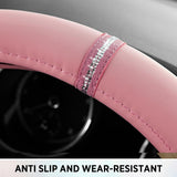 Darrahopens Auto Accessories > Auto Accessories Others > Automotive Decor Leopard Steering Wheel Cover for Women, Cute Anti-Slip Microfiber Leather, Fits D Shape Flat Bottom Steering Wheel 14.5-15 Inch - Pink and Pink Leapoard
