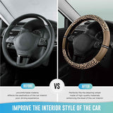 Leopard Steering Wheel Cover for Women, Cute Anti-Slip Microfiber Leather, Universal Fit 14.5-15 Inch Round Steering Wheel - Beige