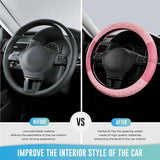 Leopard Steering Wheel Cover for Women, Cute Anti-Slip Microfiber Leather, Universal Fit 14.5-15 Inch Round Steering Wheel - Full Pink
