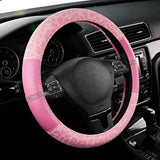 Leopard Steering Wheel Cover for Women, Cute Anti-Slip Microfiber Leather, Universal Fit 14.5-15 Inch Round Steering Wheel - Full Pink