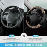Leopard Steering Wheel Cover - Made with PVC Leather Cheetah Print - Anti-Slip, Universal Fit 14 1/2 inches to 15 inches - Black