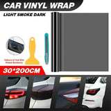 Darrahopens Auto Accessories > Auto Accessories Others > Automotive Decor Light Smoke Black 2mx30cm Car Headlight Tint Wrap Tail Fog Light Vinyl Wrap Kit