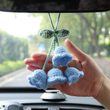 Darrahopens Auto Accessories > Auto Accessories Others > Automotive Decor Lily Flower Hand Knitted Car Mirror Suspension Accessories, Rearview Mirror Accessories Car Decoration for Men and Women（Blue）