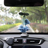 Darrahopens Auto Accessories > Auto Accessories Others > Automotive Decor Lily Flower Hand Knitted Car Mirror Suspension Accessories, Rearview Mirror Accessories Car Decoration for Men and Women（Blue）