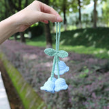 Darrahopens Auto Accessories > Auto Accessories Others > Automotive Decor Lily Flower Hand Knitted Car Mirror Suspension Accessories, Rearview Mirror Accessories Car Decoration for Men and Women（Blue）