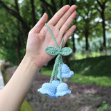 Darrahopens Auto Accessories > Auto Accessories Others > Automotive Decor Lily Flower Hand Knitted Car Mirror Suspension Accessories, Rearview Mirror Accessories Car Decoration for Men and Women（Blue）