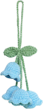 Darrahopens Auto Accessories > Auto Accessories Others > Automotive Decor Lily Flower Hand Knitted Car Mirror Suspension Accessories, Rearview Mirror Accessories Car Decoration for Men and Women（Blue）