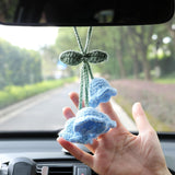 Darrahopens Auto Accessories > Auto Accessories Others > Automotive Decor Lily Flower Hand Knitted Car Mirror Suspension Accessories, Rearview Mirror Accessories Car Decoration for Men and Women（Blue）