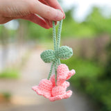 Darrahopens Auto Accessories > Auto Accessories Others > Automotive Decor Lily Flower Hand Knitted Car Mirror Suspension Accessories, Rearview Mirror Accessories Car Decoration for Men and Women（Pink）