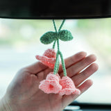 Darrahopens Auto Accessories > Auto Accessories Others > Automotive Decor Lily Flower Hand Knitted Car Mirror Suspension Accessories, Rearview Mirror Accessories Car Decoration for Men and Women（Pink）
