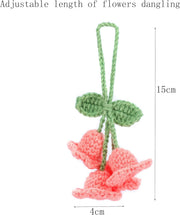 Darrahopens Auto Accessories > Auto Accessories Others > Automotive Decor Lily Flower Hand Knitted Car Mirror Suspension Accessories, Rearview Mirror Accessories Car Decoration for Men and Women（Pink）