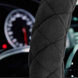 Luxury Fluffy Steering Wheel Cover for Men Women,Soft Warm Short Plush Steering Wheel Cover Black Fuzzy with Universal 14.5-15 Inch