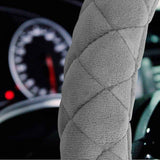 Luxury Fluffy Steering Wheel Cover for Men Women,Soft Warm Short Plush Steering Wheel Cover Gray Fuzzy with Universal 14.5-15 Inch