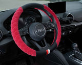 Luxury Fluffy Steering Wheel Cover for Women,Soft Warm Short Plush Steering Wheel Cover Red Fuzzy with Universal 14.5-15 Inch