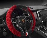 Luxury Fluffy Steering Wheel Cover for Women,Soft Warm Short Plush Steering Wheel Cover Red Fuzzy with Universal 14.5-15 Inch