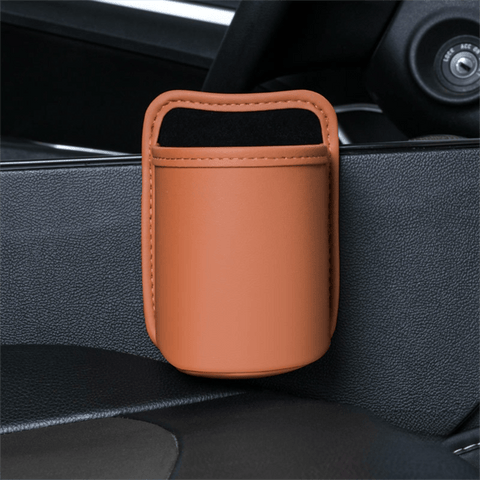 Darrahopens Auto Accessories > Auto Accessories Others > Automotive Decor Orange Waterproof Leather Car Hanging Storage Organizer with Back Clip 14.5 x 10.5CM – Mutifunctional Car Trash Bin Cup Holder Phone Storage Pocket for Seat Back, Door & Center Console