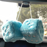 Darrahopens Auto Accessories > Auto Accessories Others > Automotive Decor Pair 3” Black with White Dots Mirror Fuzzy Plush Dice, Black and White Soft Plush Car Decorative Hanging Ornament.