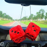 Darrahopens Auto Accessories > Auto Accessories Others > Automotive Decor Pair 3” Black with White Dots Mirror Fuzzy Plush Dice, Black and White Soft Plush Car Decorative Hanging Ornament.