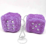 Pair 3” White with Black Dots Mirror Fuzzy Plush Dice, White and Black Soft Plush Car Decorative Hanging Ornament.