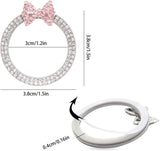 Darrahopens Auto Accessories > Auto Accessories Others > Automotive Decor Pink Bow Car Accessories,Bow Tie Engine Start Button Ring,Bling Girly Silver Rhinestone Ring Start Stop Button Car Decor for Women,Ignition Ring Car Charm