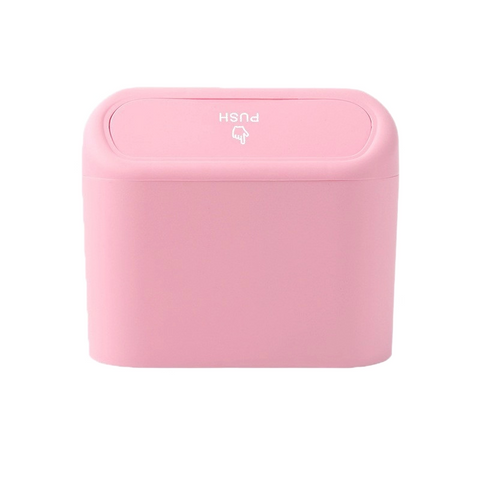 Darrahopens Auto Accessories > Auto Accessories Others > Automotive Decor Pink Compact Car Trash Can 2 Pack Hanging Storage Bin with Push Lid for Vehicle Door and Seat Back Universal Fit Waste Management Solution for Local Drivers