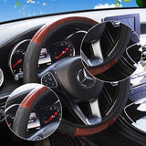 Darrahopens Auto Accessories > Auto Accessories Others > Automotive Decor PU Leather Car Steering Wheel Cover With Mahogany Pattern 38cm Anti Slip Grip