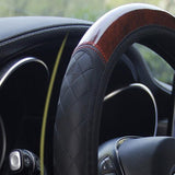 Darrahopens Auto Accessories > Auto Accessories Others > Automotive Decor PU Leather Car Steering Wheel Cover With Mahogany Pattern 38cm Anti Slip Grip