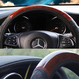 Darrahopens Auto Accessories > Auto Accessories Others > Automotive Decor PU Leather Car Steering Wheel Cover With Mahogany Pattern 38cm Anti Slip Grip