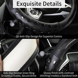 Darrahopens Auto Accessories > Auto Accessories Others > Automotive Decor PU Leather Car Steering Wheel Cover with Non-Slip Grip, Suitable for Both Men and Women, Universal Fits 14.5-15 Inch Cars, Trucks, SUVs (Black (Round), Medium (Standard) Size [14 1/2-15 Inches]) )