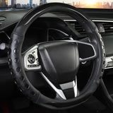 Darrahopens Auto Accessories > Auto Accessories Others > Automotive Decor PU Leather Car Steering Wheel Cover with Non-Slip Grip, Suitable for Both Men and Women, Universal Fits 14.5-15 Inch Cars, Trucks, SUVs (Black (Round), Medium (Standard) Size [14 1/2-15 Inches]) )