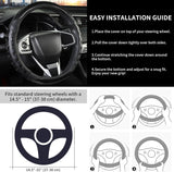 Darrahopens Auto Accessories > Auto Accessories Others > Automotive Decor PU Leather Car Steering Wheel Cover with Non-Slip Grip, Suitable for Both Men and Women, Universal Fits 14.5-15 Inch Cars, Trucks, SUVs (Black (Round), Medium (Standard) Size [14 1/2-15 Inches]) )