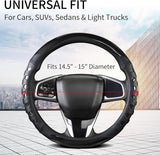 Darrahopens Auto Accessories > Auto Accessories Others > Automotive Decor PU Leather Car Steering Wheel Cover with Non-Slip Grip, Suitable for Both Men and Women, Universal Fits 14.5-15 Inch Cars, Trucks, SUVs (Black (Round), Medium (Standard) Size [14 1/2-15 Inches]) )
