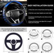 Darrahopens Auto Accessories > Auto Accessories Others > Automotive Decor PU Leather Car Steering Wheel Cover with Non-Slip Grip, Suitable for Both Men and Women, Universal Fits 14.5-15 Inch Cars, Trucks, SUVs (Blue (Round), Medium (Standard) Size [14 1/2-15 Inches])
