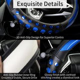 Darrahopens Auto Accessories > Auto Accessories Others > Automotive Decor PU Leather Car Steering Wheel Cover with Non-Slip Grip, Suitable for Both Men and Women, Universal Fits 14.5-15 Inch Cars, Trucks, SUVs (Blue (Round), Medium (Standard) Size [14 1/2-15 Inches])