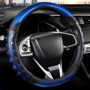 Darrahopens Auto Accessories > Auto Accessories Others > Automotive Decor PU Leather Car Steering Wheel Cover with Non-Slip Grip, Suitable for Both Men and Women, Universal Fits 14.5-15 Inch Cars, Trucks, SUVs (Blue (Round), Medium (Standard) Size [14 1/2-15 Inches])