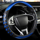 Darrahopens Auto Accessories > Auto Accessories Others > Automotive Decor PU Leather Car Steering Wheel Cover with Non-Slip Grip, Suitable for Both Men and Women, Universal Fits 14.5-15 Inch Cars, Trucks, SUVs (Blue (Round), Medium (Standard) Size [14 1/2-15 Inches])